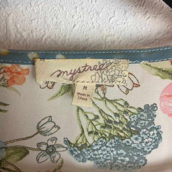 Mystree Size M Kimono Duster Longlined Floral Polka Dots Open Front Boho Hippie - Picture 5 of 6